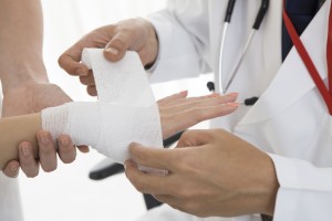 Doctor bandage on wrist